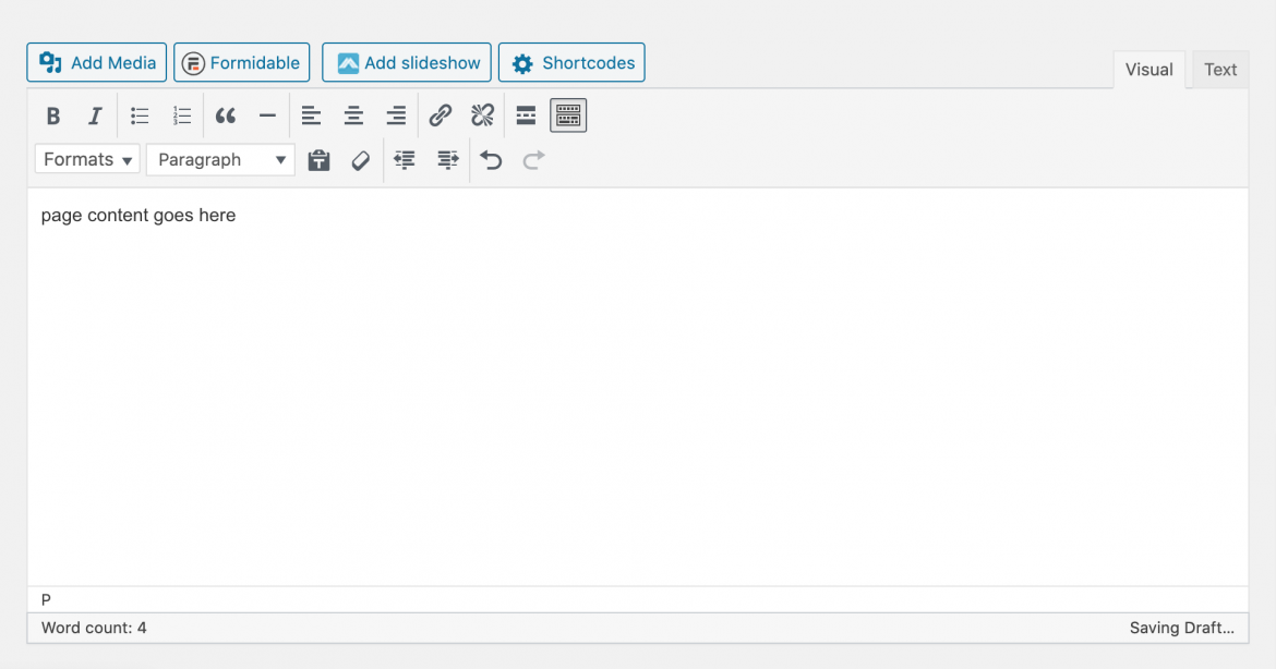 figure 1 - University of Maine System Content Management System Page Body Editing window. See above for description.