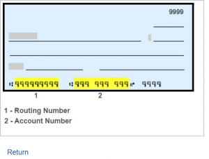 Sample Check with Account and Routing Number