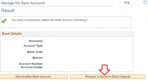 Manage Bank Accounts confirmation