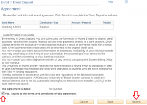 Direct Deposit Agreement Statement