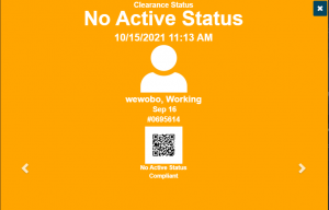 Clearance Status No Active Status Screen