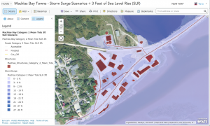 Machias, Maine map showing the community's vulnerability to climate change. Link to: Climate Resilience Projects