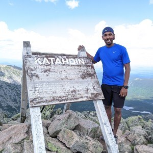Isuru Waduge on top of Mount Katahdin
