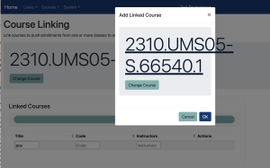 A screenshot illustrating an example of a course to be linked.