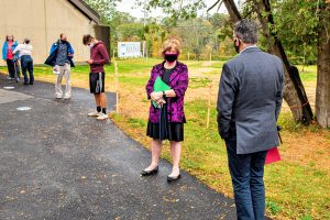 President Ferrini-Mundy, Chancellor Malloy wait with UMaine students, staff, and faculty for their COVID-19 Test