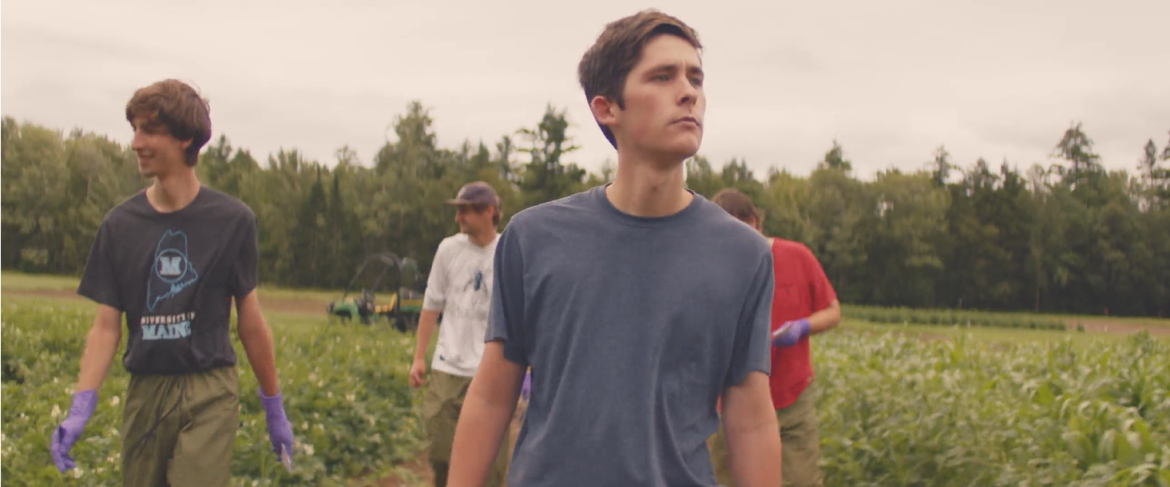 Ethan Kelley in potato field